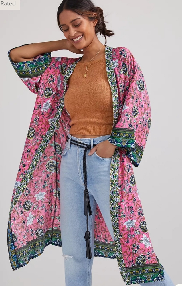 Anthropologie Floral Vine Kimono